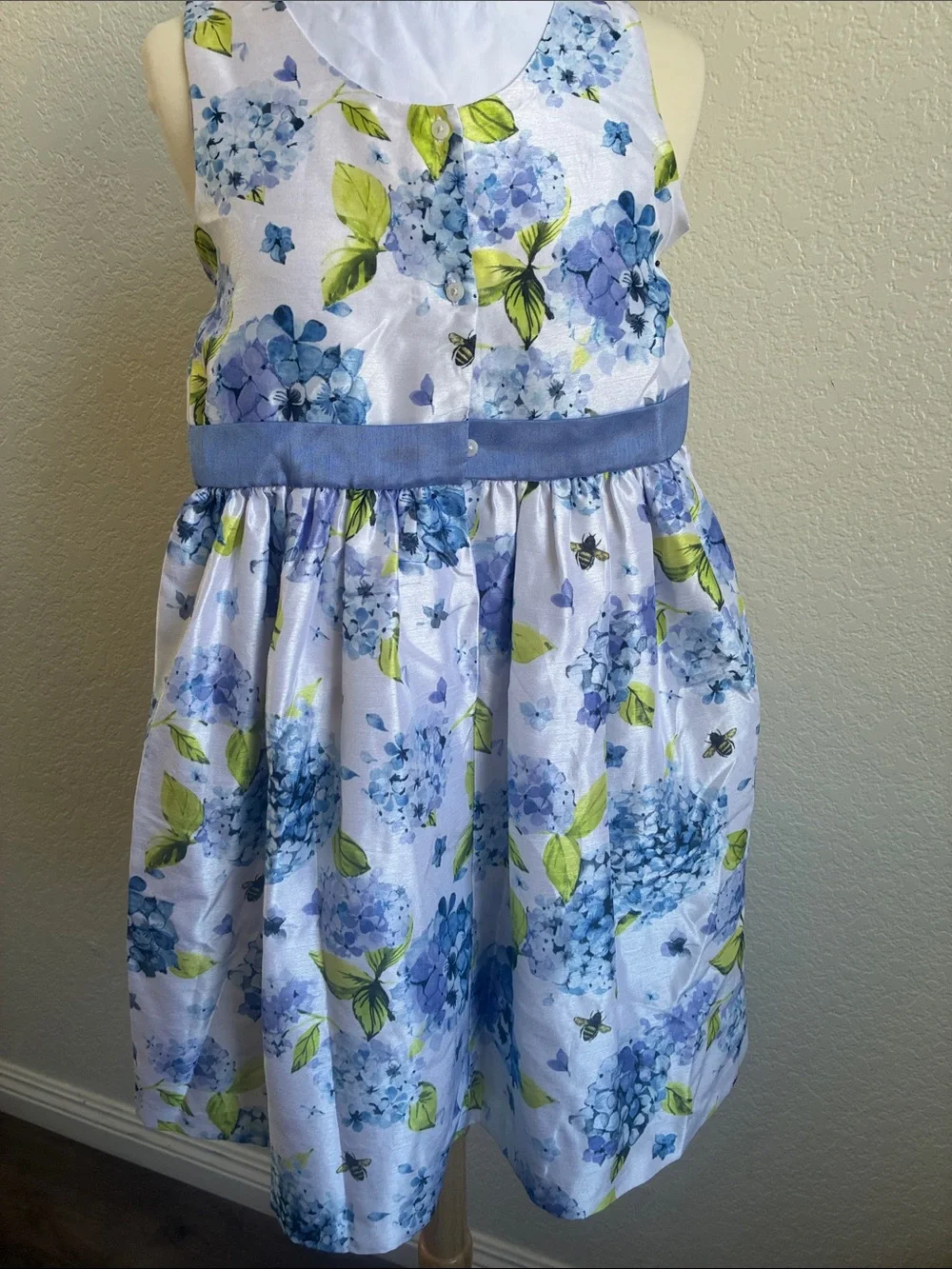 Gymboree Blue Floral Hydrangea Belted Dress